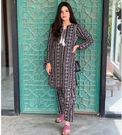 2PC WOMEN STITCHED LAWN CHUNRI PRINTED SUIT