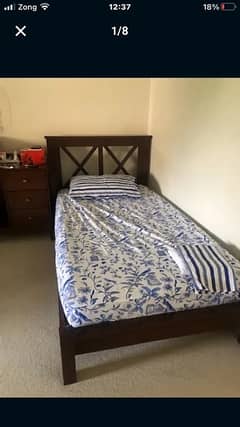 single bed 1 with side table solid wood without matress