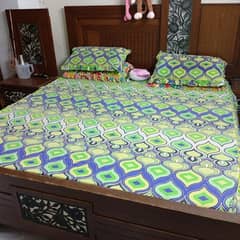 Wooden Bed with Side Tables for Sale