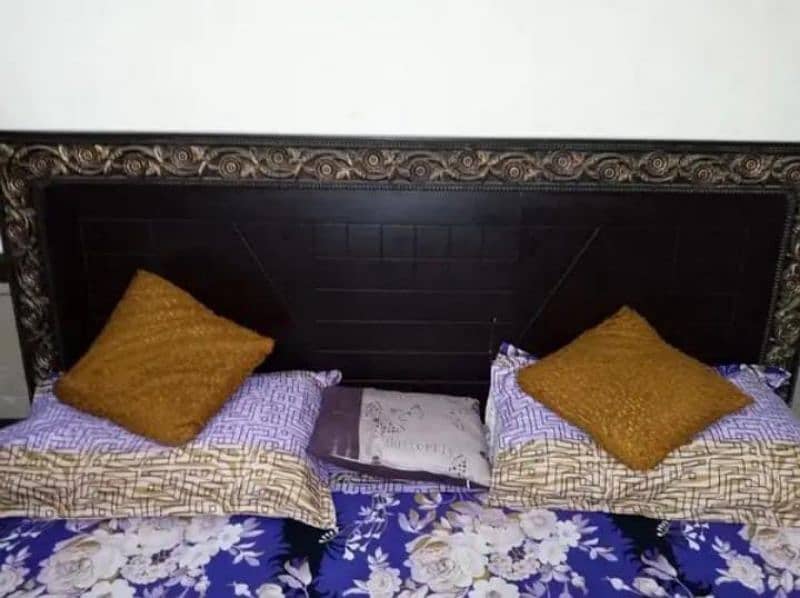 wooden bed with side tables without mattress 1