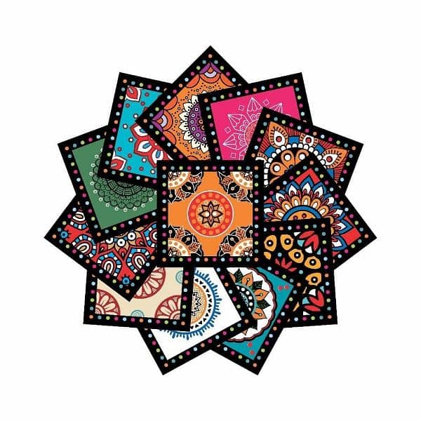 Beautiful Colorful Mandala Self Adhesive Tile Stickers Set 3