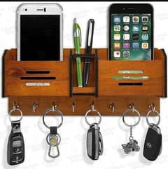 WALL MOUNT KEYS PEN AND MOBILE HOLDER STAND