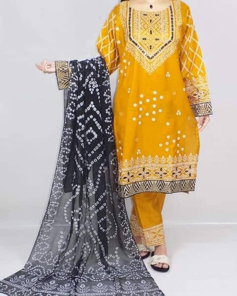 3Pcs Women's Stitched katan silk printed suit 2