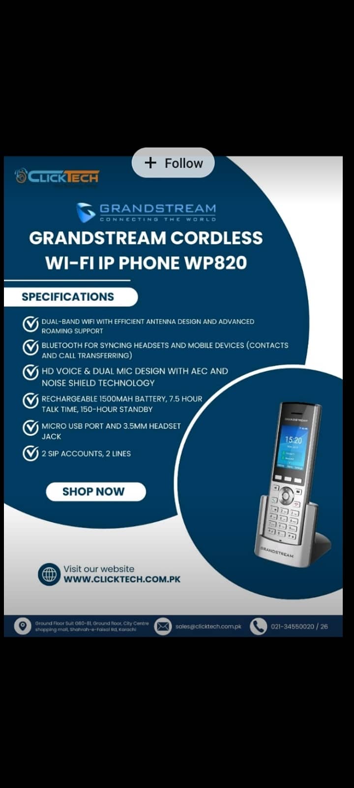 Grandstream WP810 and WP820 wifi cordless IP phone 0