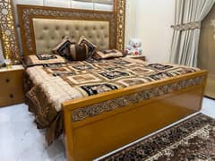 Luxury King Side Wooden Bed + Two Side Tables & Mirror