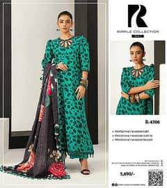 3 PCS Women unstitched Khaddar Printed suit 0