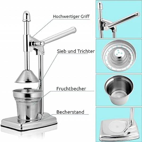 Manual Juicer, Stainless Steel Hand Press Citrus Presser With Stainle 2