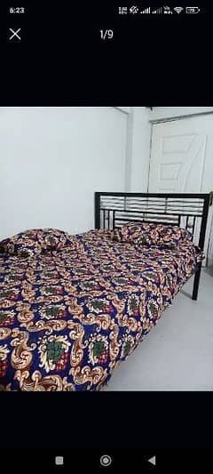 Single Iron Bed with Spring Mattress