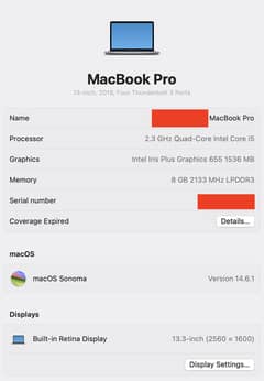 MacBook Pro 2018 8,512 wi Touch Bar