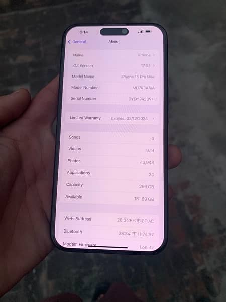 iPhone 15 Pro Max 256gb Non Pta FU 6