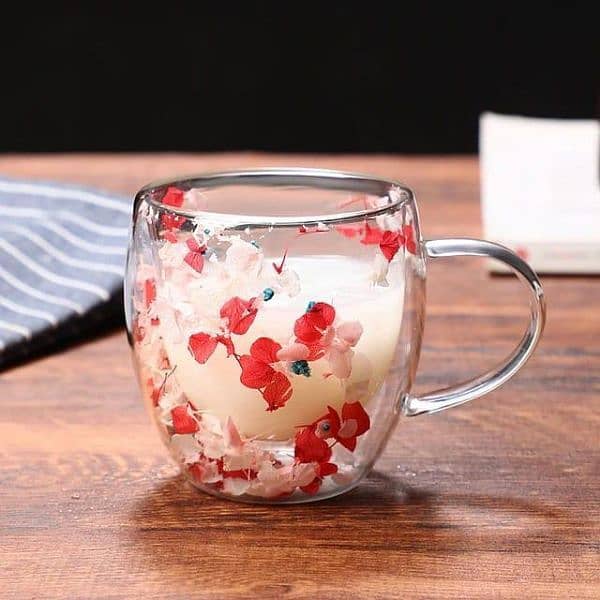 Real Flower Double-Layer Glass Cup 2