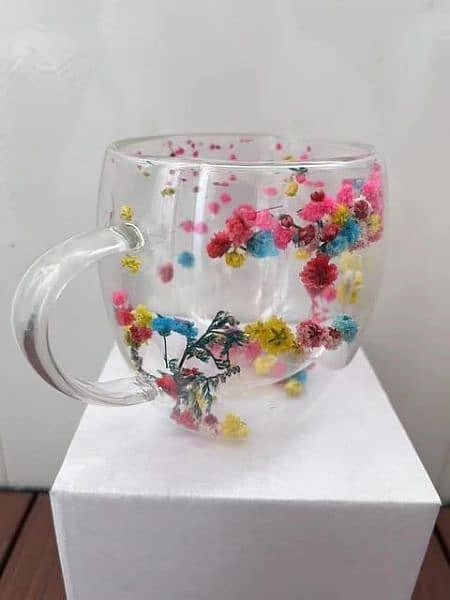 Real Flower Double-Layer Glass Cup 4