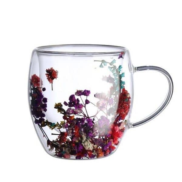 Real Flower Double-Layer Glass Cup 5