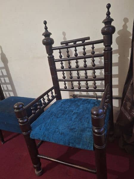 2 solid wood chairs with stool 1