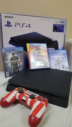 PS4 SLIM 500GB FOR SALE  BOUGHT BOX PACK 2 MONTHS AGO HARDLY USED