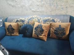 wood blue color sofa set 7 seater 0