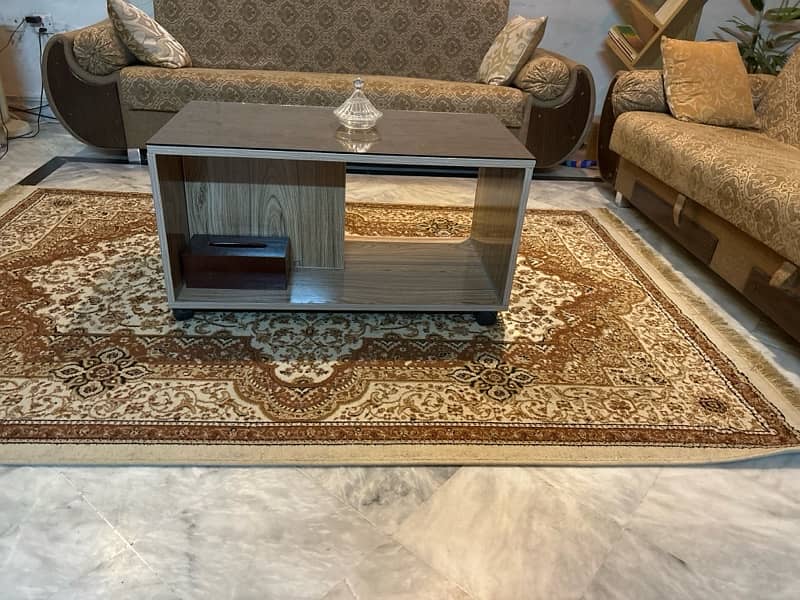 modern design glass top coffee table with shelf and wheels 1