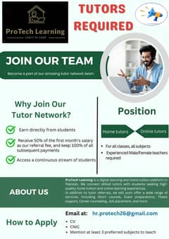 Tutors Required (Home & Online)