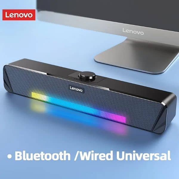 Original Lenovo USB Bluetooth Wired Sound Bar Audio Desktop Spe 0