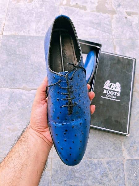 Men's Formal Shoes, high quality leather, color blue 3