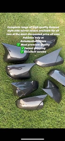 Batman style carbon fiber side mirror covers for all cars 5