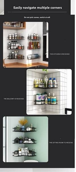 1 Pcs Metal Corner Rack Shelf Organizer Wall Mount 7