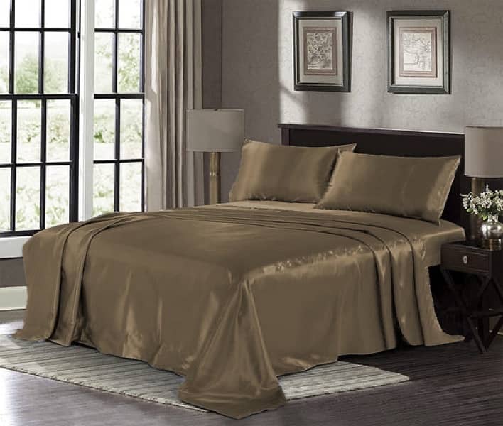 SILK PLAIN BEDSHEET ALL COLOURS AVAILABLE 10