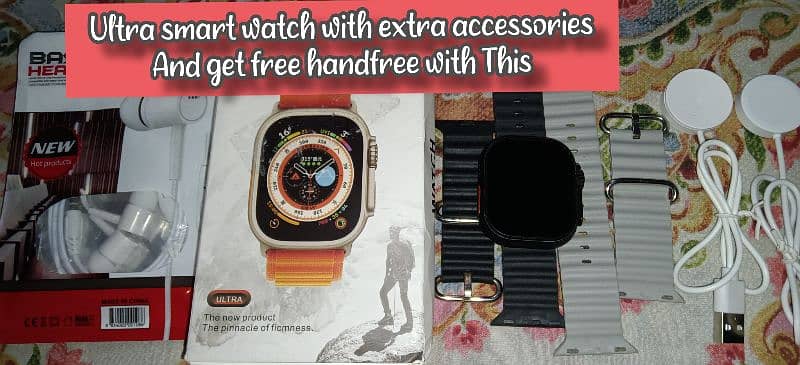 ULTRA SMART WATCH WITH EXTRA ACCESSORIES(NEW)only in 3500 0