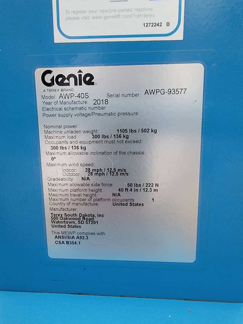 Genie AWP-40S 46 Ft Vertical Mast Man Lift | Scissor Lift for Sale in 8