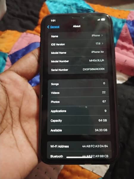 iphone xr jv non pta battery 94% face id okay all okay true tone ok 5