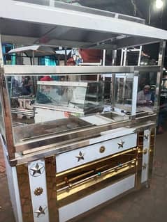 burger shawarma counter with frier