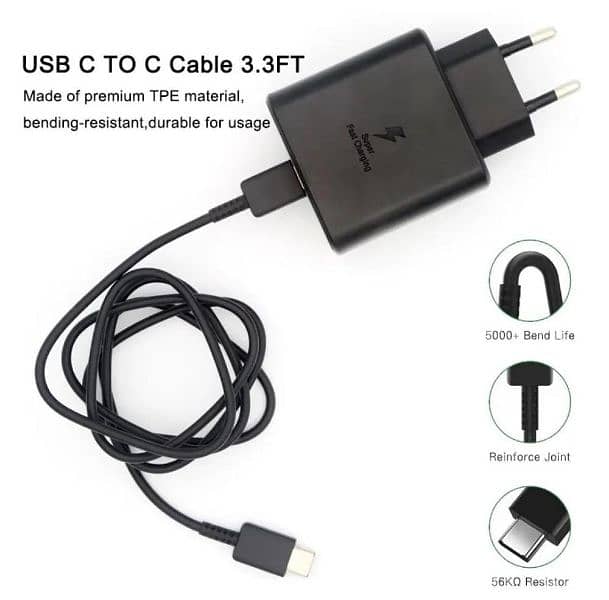 Samsung 45w Fast Charger With Cable oppo, vivo, iPhone 7