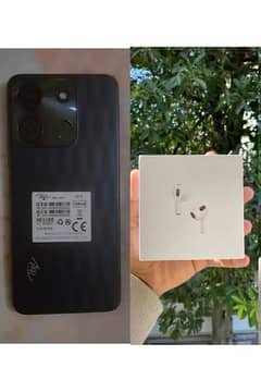 itel A60s 8GB with airpods 3rd generation