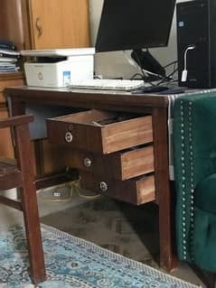 Wooden Table and Chair For sale