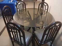 Glass top Pure Sheeshum wood dinning table with 06 chairs