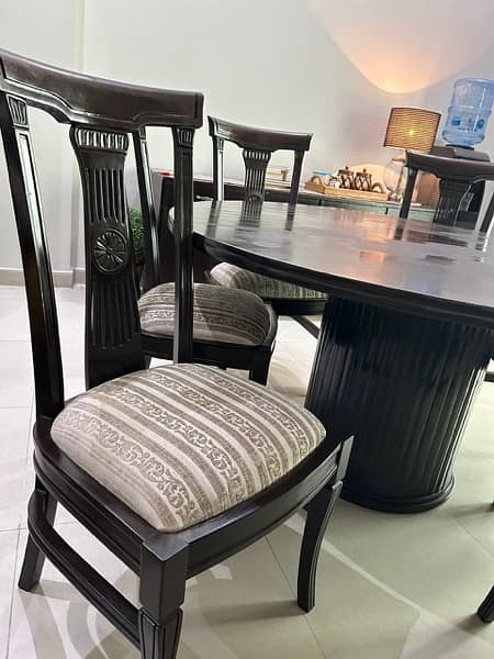 Elegant Dark Brown Dining Table with 6 Chairs for Sale 1