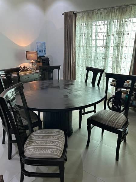 Elegant Dark Brown Dining Table with 6 Chairs for Sale 2