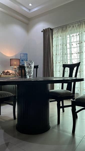 Elegant Dark Brown Dining Table with 6 Chairs for Sale 3