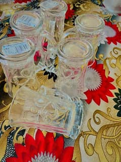 Glasses cups jugs juicer blander plates dinner set custard set heater