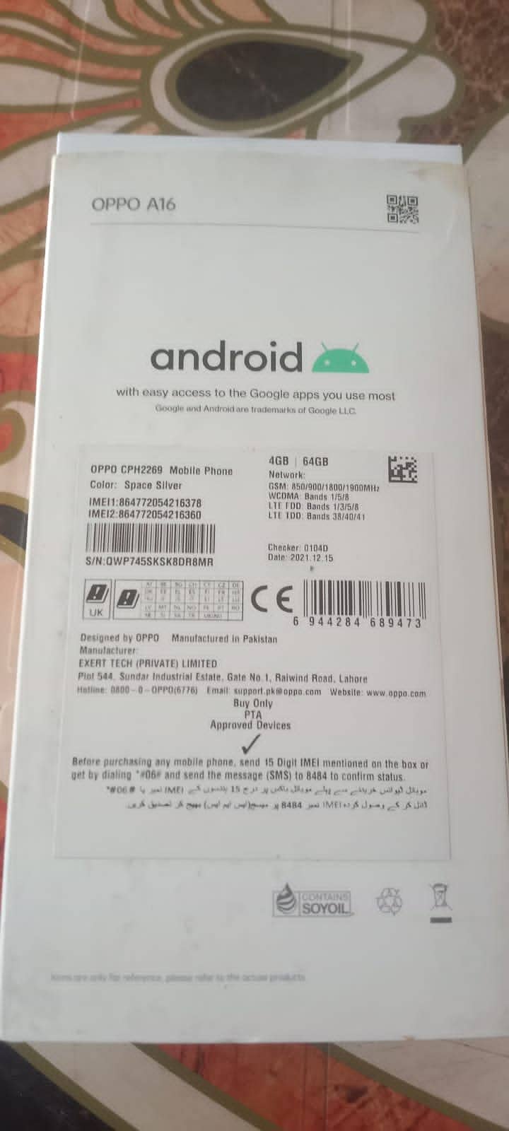 Oppo A16. . . Helio G35 octa core.   Model CPH 2269 8