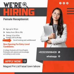 Front Desk Officer ( FEMALE) Receptionist 0