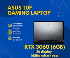 Asus tuf gaming Laptop || Rtx 3060 || 2k Display  || 165hz