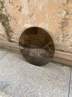 Tinted brown glass table top, 0.5 inches thick, 2 feet diameter