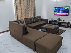 7 Seat TV Launch L Shape Sofa Set with 4 small stool ,