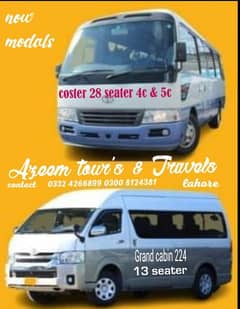 Rent coster 28 seat Grand cabin 13 seat    0332 4266899  0300 8124381