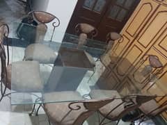 Premium Glass dining table with 8 chairs 0