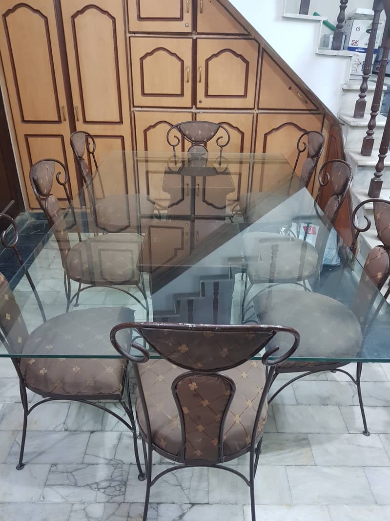 Premium Glass dining table with 8 chairs 1