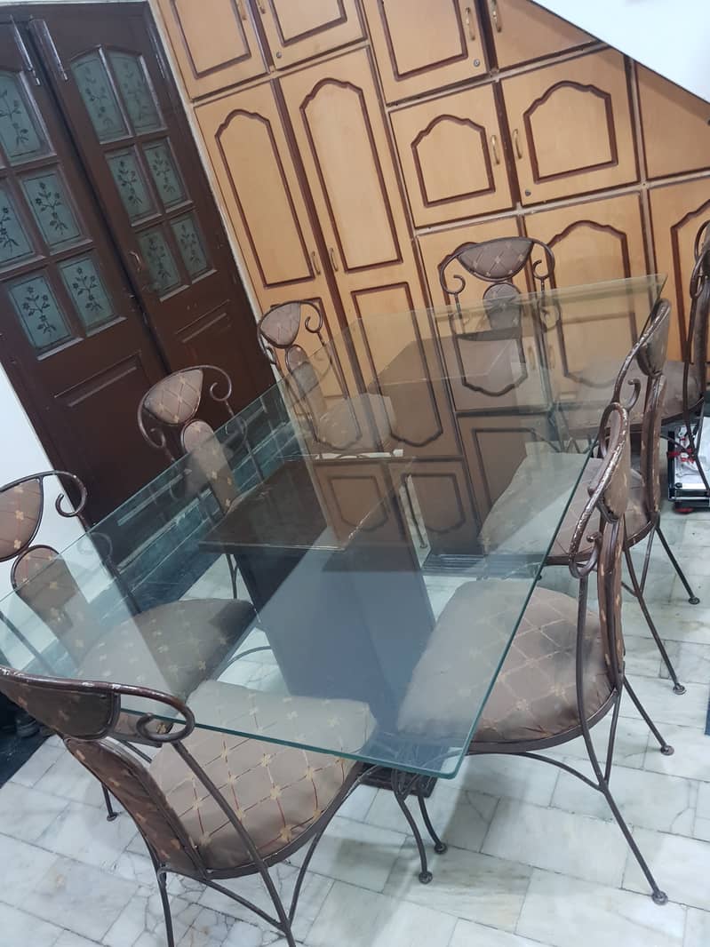 Premium Glass dining table with 8 chairs 2