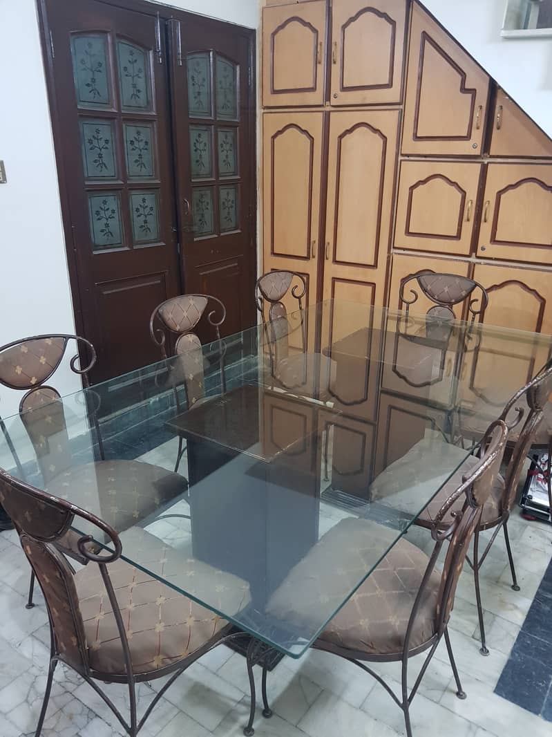 Premium Glass dining table with 8 chairs 3