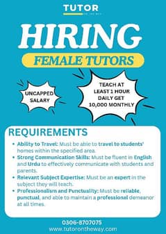 50 Female Home Tutors Required